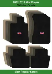 Lloyd Ultimat Front & Rear Carpet Mats for '07-11 Mini Cooper w/British Flag (for: Mini)