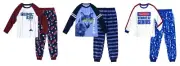 WonderNation Boys 2-Part Fleece Pant LS Shirt Pajama Sleep Set (X-Small, XS 4-5)