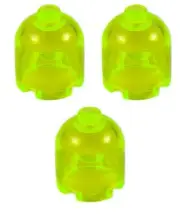LEGO 3 New Trans-Neon Green Brick Round 2 x 2 x 1 2/3 Dome Top Part 30151 TR1
