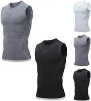 AODGHC 2023 New Version Ionic Shaping Sleeveless Shirt, Biowang Ionic Shaping Sleeveless Shirt, Ice-Silk Fabric Vest (3XL,2Pcs - A)