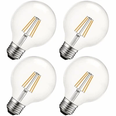 Luxrite G25 LED Edison Globe Bulb Dimmable 2700K 550lm E26 Base (4-Pack)