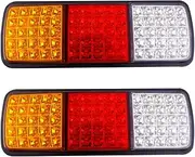 2-Pack LED Tail Lights for Trailer, Caravan, Truck, and Boat - 75 LEDs, 12V Stop, Reverse, and Indicator Functions, Durable Polycarbonate & ABS Construction, 11 x 3.9 Inches