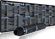 excovip Mouse Pad for C++ 31.4x11.7x0.07 inch Extended Large Cheat Sheet Mousepad PC Office Spreadsheet Keyboard Shortcut Mouse Mat with Non-Slip Stitched Edge 0324