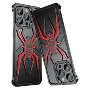 Pop Phones Metal Spider Hollow Case (Suits iPhone 15 Pro Max) - Black/Red