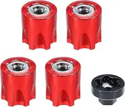 uxcell Aluminum RC Wheel Nut M4 Wheel Nut Center Cap Locking Hub Belt Tool Suitable for Model Car SCX10 Tire Fixing Nut,4 Pack (Red)