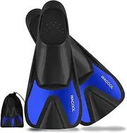 WACOOL Adult Short Light Travel Size Full Foot Pocket Fins Flippers for Snorkeling Diving Scuba or Swimming Training