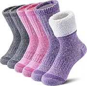 [LINEMIN] Kids Merino Wool Hiking Socks Boys Girls Winter Warm Thick Thermal Boot Thick Cushion Snowboarding Socks 3 Pairs