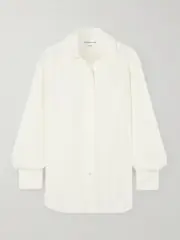 [Victoria Beckham] Victoria Beckham - Satin-jacquard Shirt - White - UK 14 UK 14 White