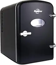 Koolatron Retro 4L 6 Can Portable Mini Fridge, Compact Car Refrigerator, Skincare Cosmetic Beauty Makeup Personal Cooler 12V and AC Cords Desktop Accessory for Bedroom Home Office Travel (Black)