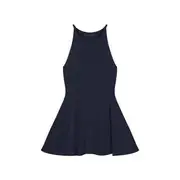 Plain Slim-Fit Slit Tank Top Royal Blue - One Size
