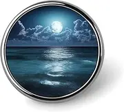 [FZMVSQH] Sea And Moon Printed Round Button Pin Badges Metal Pinback Buttons 1 Inch Pins for Hat Shirt Clothing Bags Decoration, Circular, Aluminum, Circular, Aluminum