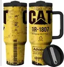 CAT 40Oz Tumbler with Handle Lid and Straw Funny Tumbler for Men Dad Classic Cre