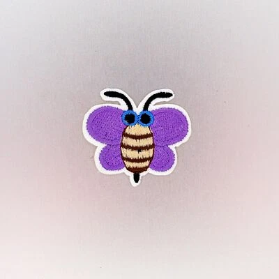 Purple Butterfly Patch — Iron On Badge Embroidered Motif — Kids Cute Fun Animal