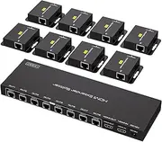 HDMI Extender Splitter Over Ethernet 1 in 8 Out Over Cat5e/6 Up to 165FT(50m) HD1080P 60Hz 3D with 1 Port HDMI Loop-Out Support EDID, POC Suitable for Projection Exhibition Presentations
