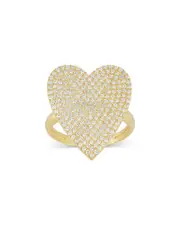 Aqua Pave Heart Ring in 14K Gold Plated Sterling Silver - Exclusive