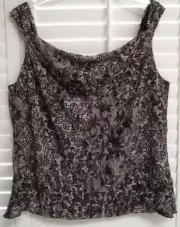 ANNE KLEIN Taupe Brown Sleeveless Lace Overlay Blouse Tank Top Size 3X NEW