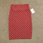 LuLaRoe Casie Skirt Small Orange Polka Dot Knee Length Unlined Pull On New