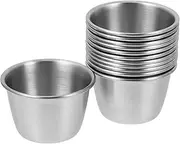 CATIEBYE 12 Pcs Stainless Steel Dipping Cups Condiment Bowls for Ketchup Mustard Soy Sauce Salad Dressings Stylish Ramekins for Home Parties
