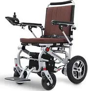 EQUIPMED Ultra-Light Power Wheelchair, Tight Turning, Airline Approved, ARTG Certified, Aluminium Frame, Lithium Battery, Brown