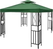 [Abizarch] 10 x10 ft Canopy Replacement Top Cover, Garden Winds Gazebo Pavilion Roof, Double 2 Tier Garden Tent Roof Top, Replacement Canopy Top Cover for Outdoor Patio Camping-Green