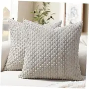 Throw Pillow Covers 16x16 Set of 2, Soft Corduroy 16" x 16" (Pack of 2) Grey
