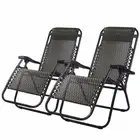 Set of 2 Zero Gravity Chairs Reclining Outdoor Furniture Sun Lounge Folding Camp