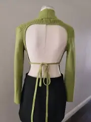 Nasty Gal Open Back Lime Green Rib Top Size 8