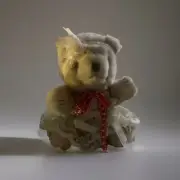 VALENTINE’S TEDDY BEAR PLUSH CREAM W/ SKIRT & HEART RIBBON 7”