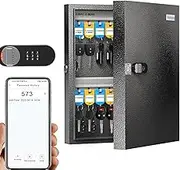 WeHere 32 Key Lock Box with Dual Lock - Combination & Key Unlock, Cabinet Wall Mount with Tag Label, Holder Storage for Store, Office, Company, House, App Directory ERP