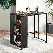 Livsip Ourdoor Bar Table Garden Patio Table Outdoor Furniture Rattan Bar Table