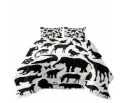 Black and White Animals Silhouettes Coverlet