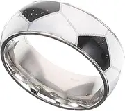 BESPORTBLE Football Pattern Titanium Steel Finger Ring Stylish Male Accessory Lightweight Comfortable Decor Ring for Parties Clubs Everyday Wear Match for All Outfits