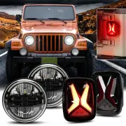 DOT 7" Halo Hi/Lo LED Headlights Tail Lights Combo Kits For Jeep Wrangler TJ CJ (for: Jeep)