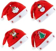 [Tummy Tub] Xmas Hat,Christmas Santa Party Hats,4pcs Christmas Hat Festival Decorations Christmas Hat Cartoon Santa Hat (Red) Party Favors