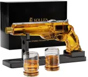 Unique Whiskey Decanter Gift Set - Cool Gun Design with Elegant Display Stand