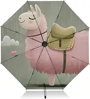 [PDZRMY] UV Protection Travel Umbrella Alpaca Cute Cloud Compact for Rain and Sun - Auto Open and Close UPF 50+ Windproof Portable 46” Sun Umbrella for Women and Men