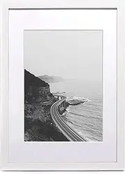[SILD] A2 Poster Frame - Solid Wood Frames White Picture Frame A2 with Mount for A3 Frame