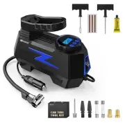 Tire Plug Repair Kit with 12V DC Tire Inflator, Tire Patch Tool Set Includes ...