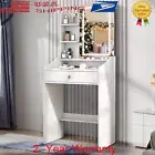 Small Dressing Table with LED Lighted Mirror Shelves Vanity Make up Desk Dresser