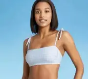 Bathing Suits for Women Kona Sol Blue Gingham Bikini Top S 4-6
