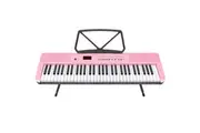 Karrera 61-Key Electronic Piano Keyboard with LED and Folding Stand in Pink CHJ-SD1