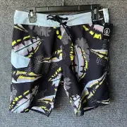 Volcom Shorts Mens 30 Black Blue Floral Board Shorts Swim Trunks Swimsuit NEW