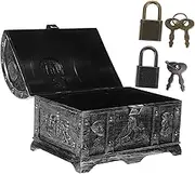 STOBAZA Vintage Decorative Storage Box Plastic Treasure Chest Suitcase Multi-purpose Storage for Jewelry Keepsakes Party Favors Pirate Box Lid Halloween Decor