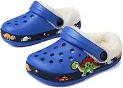 [OHSNMAKSL] Toddler Lined Clog Slippers Winter Garden Sandals Kids House Shoes Warm Slip On Sneakers Cartoon Slides for Boys and Girls Children Indoor Outdoor, Blue-d, 9 Toddler