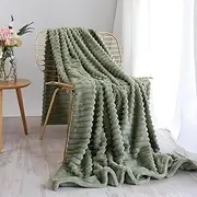 BRMM MIA Blanket Throw Blanket Bed Blanket Blanket for Couch, Bed, Sofa. Super Soft Lightweight Blanket with Strip,Cozy, Warm and Breathable (Sage Green, 180 x 200)