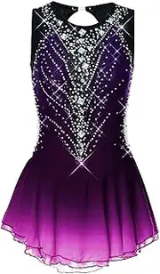 [Zagitova] Sleeveless Figure Skating Dress for Girls Shiny Rhinestones Lyrcial Dresses Backless Team Competition Uniform