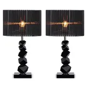 SOGA 2x 55cm Black Table Lamp with Dark Shade LED Desk Lamp