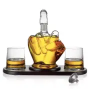 Middle Finger Whiskey Decanter Set - Wine Whisky Container & Glasses