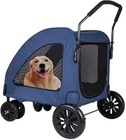 Large pet Stroller with mesh Windows and rain Cover,Dog Stroller with 360° Universal Front Wheels and Brake Rear Wheels,pet pram for Medium Large Dog up to 70kg,Folding Pushchair Buggy