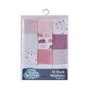 Big Softies 12 Pack Terry Towelling Washers , Pastel, Girl